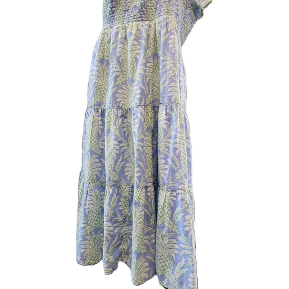 New Crown & Ivy one-shoulder dress Women's XL Pineapple print Midi Layered - Picture 4 of 14